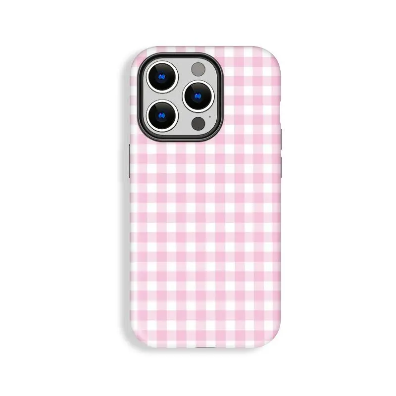 Blush Pink Striped Polycarbonate Cellphone Case - Dual-Layer TPU Durable Casing, Print Design, Camera Protection for iPhone 11-17, 14 Pro, ProMax, Plus Devices (Mobile Phone Accessory)