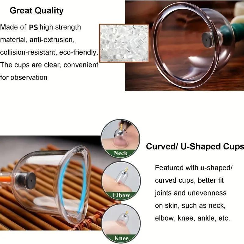 Vacuum Cupping Therapy Kit, Pain Relief and Muscle Recovery, Portable Cupping Cups for Back, Neck, Shoulder, Ideal for Athletes, Therapists, Home Care