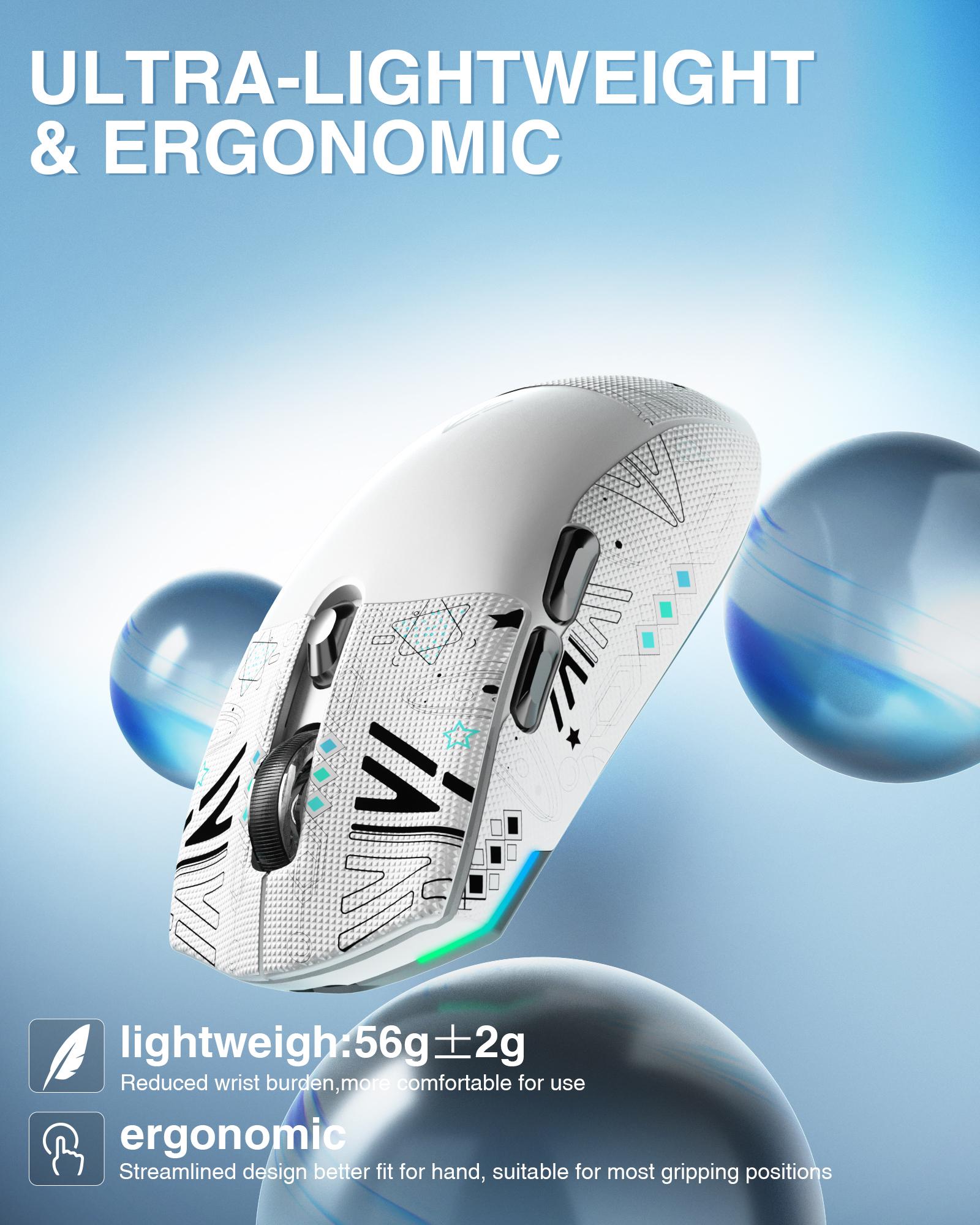 Aula X Solakaka SM800 Ultra-Lightweight Wireless Gaming Mouse, 26K DPI,58g Lightweight , Tri Mode Type-C Wired/BT/2.4GHz Wireless Mouse,Programmable Buttons,Compatible with PC/Mac/Laptop,Black Ergonomic Optical Sensor  Christmas gifts