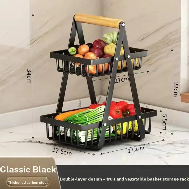 Kitchen Vegetable Storage Rack, Countertop Fruit and Vegetable Basket, Multi-Layer Vegetable Basket, Living Room Fruit Storage Rack