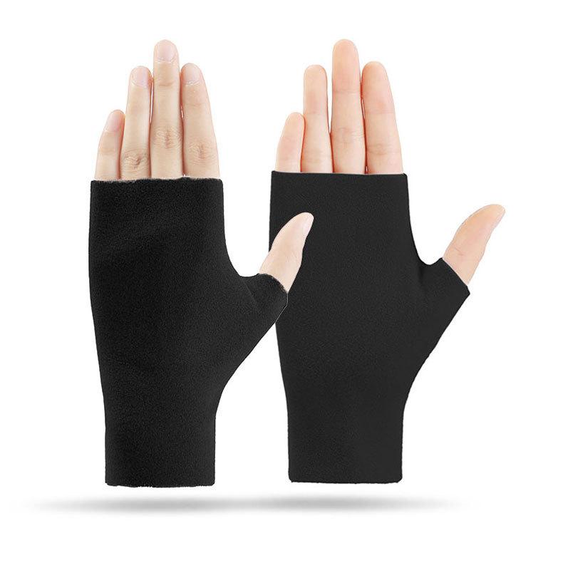 De Rong Half Palm Gloves, Fall Winter Thin Warm Gloves, Unisex Elastic Driving Typing Touch Screen, Student Learning Gloves