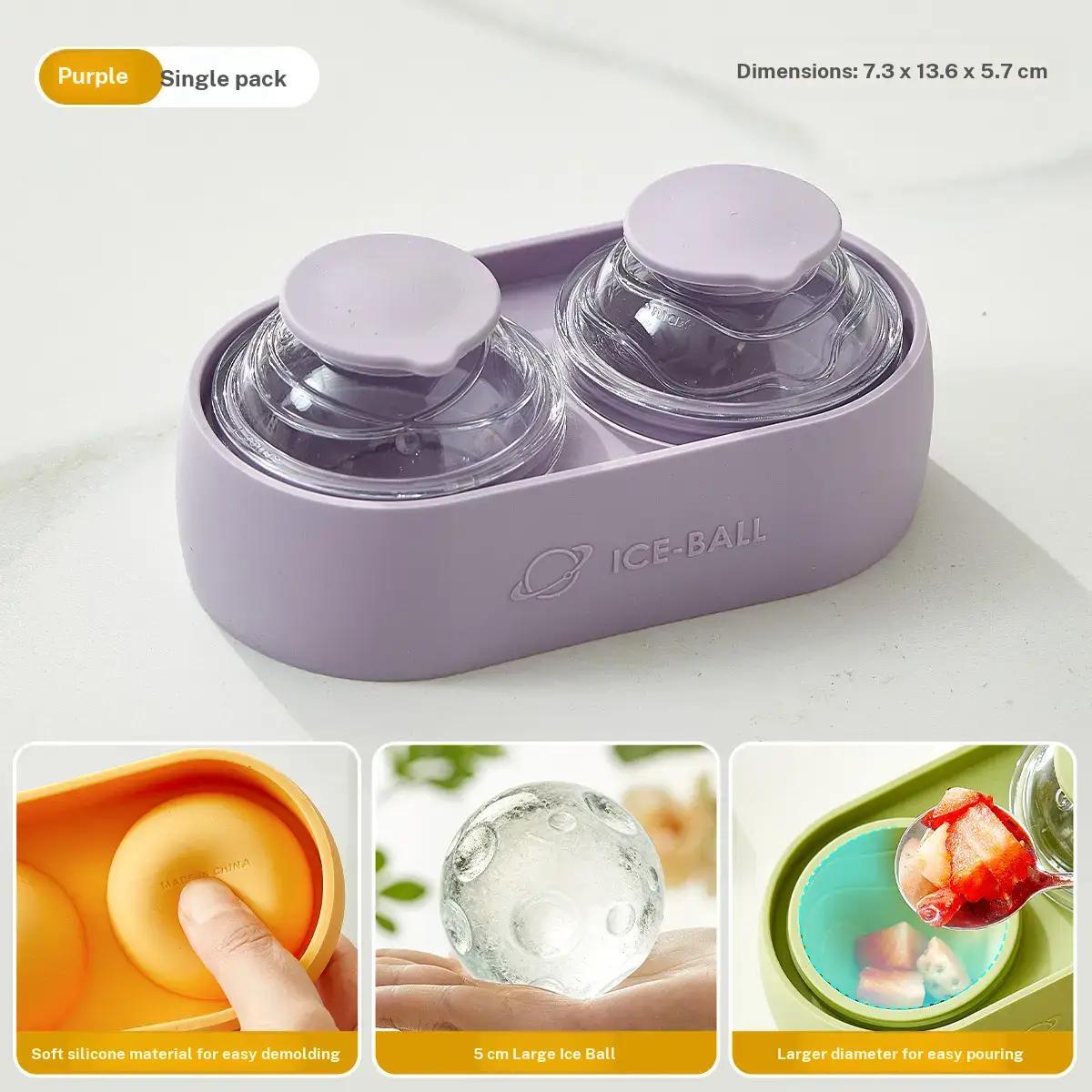 Whiskey Ice Ball Mold, Round Shape Freezer Tray, Silicone Ice Cube Maker, Refrigerator Ice Storage Box, Essential Kitchen Tool