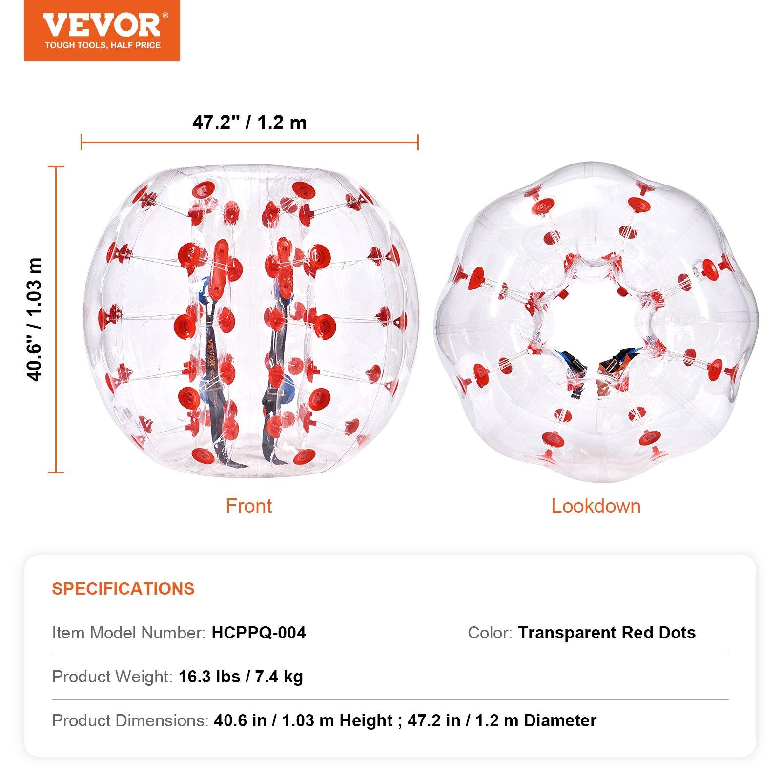VEVOR Inflatable Bumper Ball 1-Pack, 4FT/1.2M Body Sumo Zorb Balls for Teen & Adult, 0.8mm Thick PVC Human Hamster Bubble Balls for Outdoor Team Gaming Play, Bumper Bopper Toys for Garden, Yard, Park VEVOR Inflatable Bumper Ball 1-Pack, 4FT/1.2M Body Sumo Zorb Balls for Teen & Adult, 0.8mm Thick PVC Human Hamster Bubble Balls for Outdoor Team Gaming Play, Bumper Bopper Toys for Garden, Yard, Park