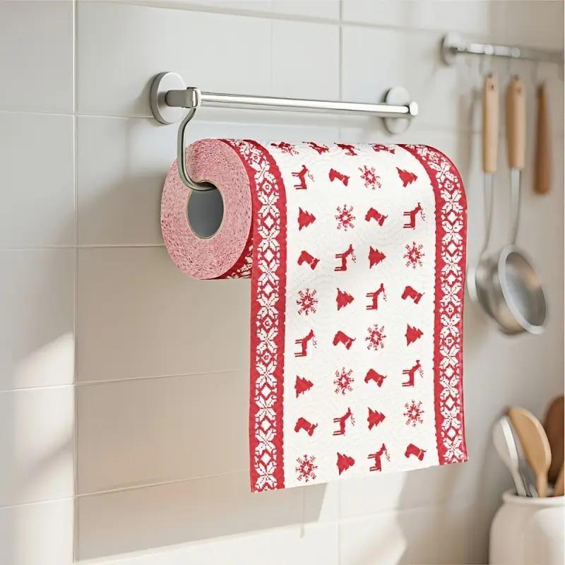 4 PCS Christmas Kitchen Paper Set – Thick 3-Layer Disposable Roll, Wet & Dry Dual-Purpose Household Paper Towels, Cleaning Supplies, Random Style, Xmas Home Cleaning, Festive Kitchen Paper, Christmas Gift Idea, High-Quality Absorbent Tissue, Holiday Decor
