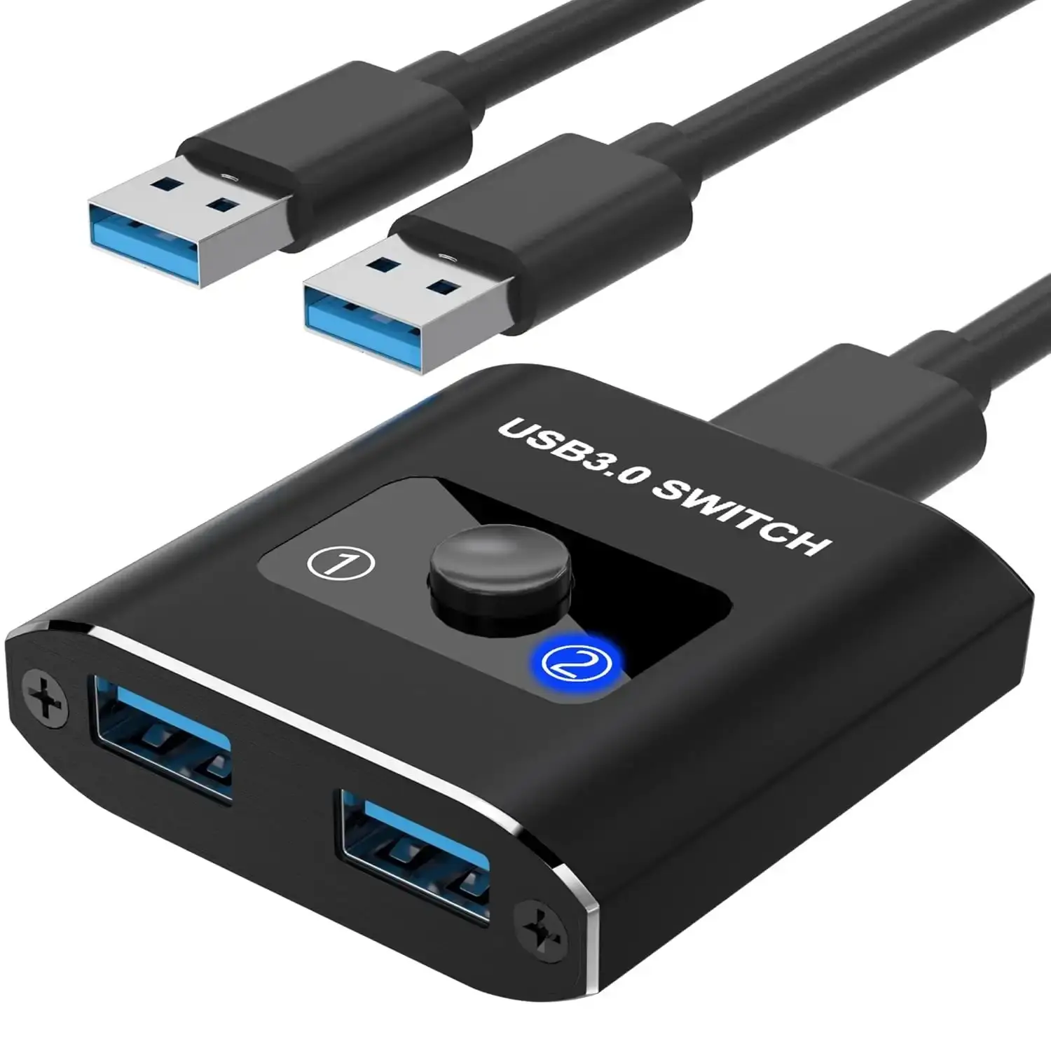 USB Switch, Bi-Directional USB 3.0 Switch 2 in 1 Out/ 1 in 2 Out, USB Switcher 2 Computers Share 1 Devices for Printer, Keyboard, Scanner, Mouse, Compatible with Mac/Win/Linux