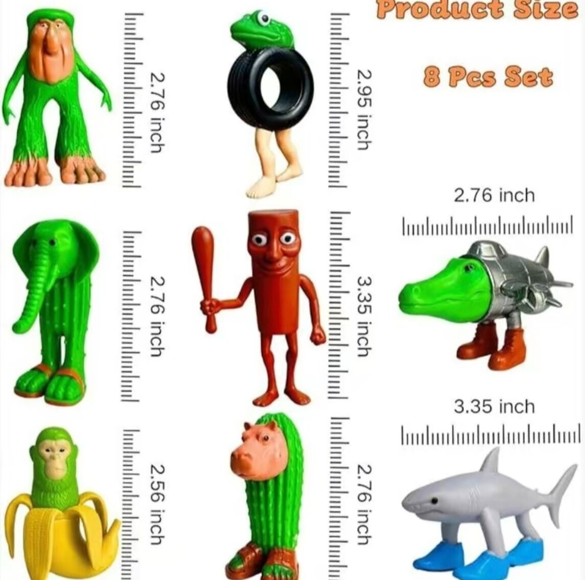 24 pcs Italian Brainrot toys — Tralalero Tralala action figures, Brainrot meme shark figures/toys, 2.5″, funny animals, unique key chain decorations, gifts for fans, office room figurine decor, collector set, car accessories, premium squishy material bag