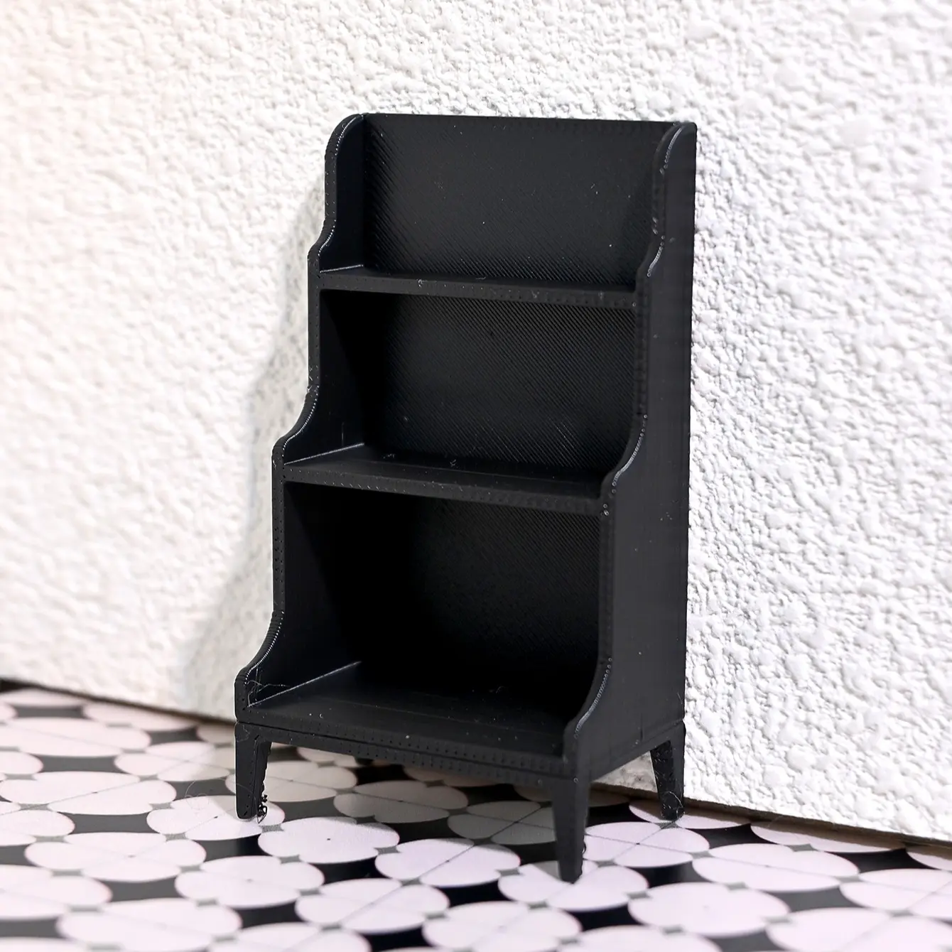 Miniature Three-Tier Bookcase, Storage Cabinet, Kitchen Sideboard, Dollhouse Model House Accessory, Doll House Furniture, Photography Prop, Micro Landscape Decor, Cookies, Tea Cup, Tea Set, Bottles