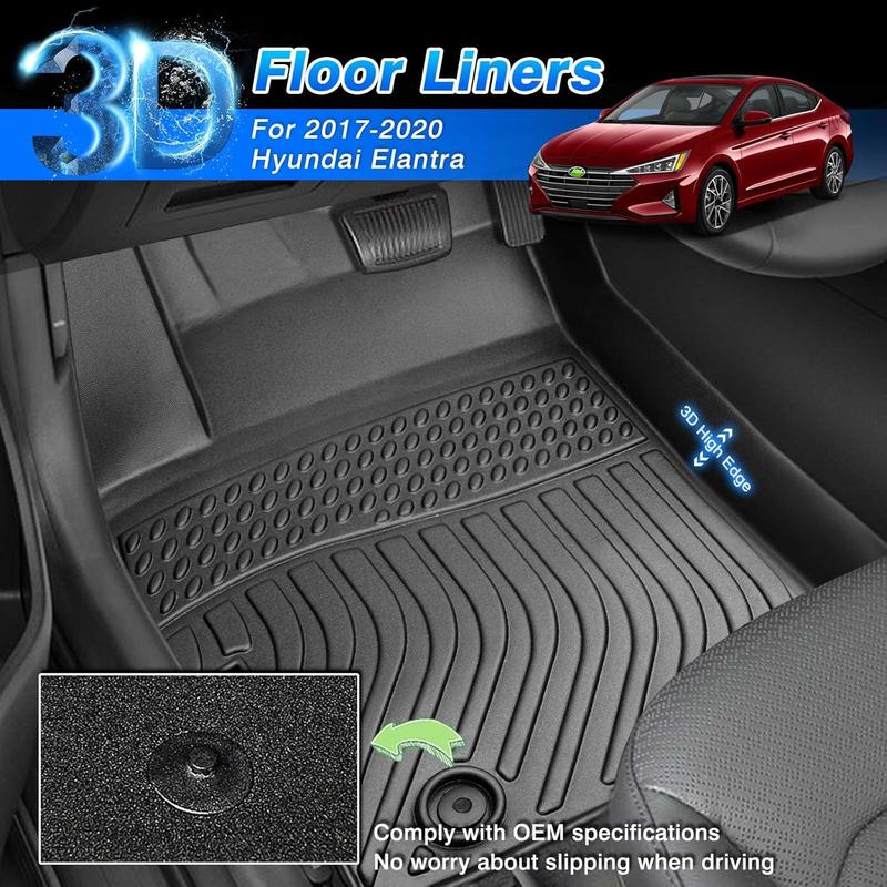 Canvcle Floor Mats Fit for Hyundai Elantra 2017-2025 Gas Model (Not fit Hybrid) All Weather Floor Lines for Elantra Accessories Heavy Duty Carpet Protection TPE