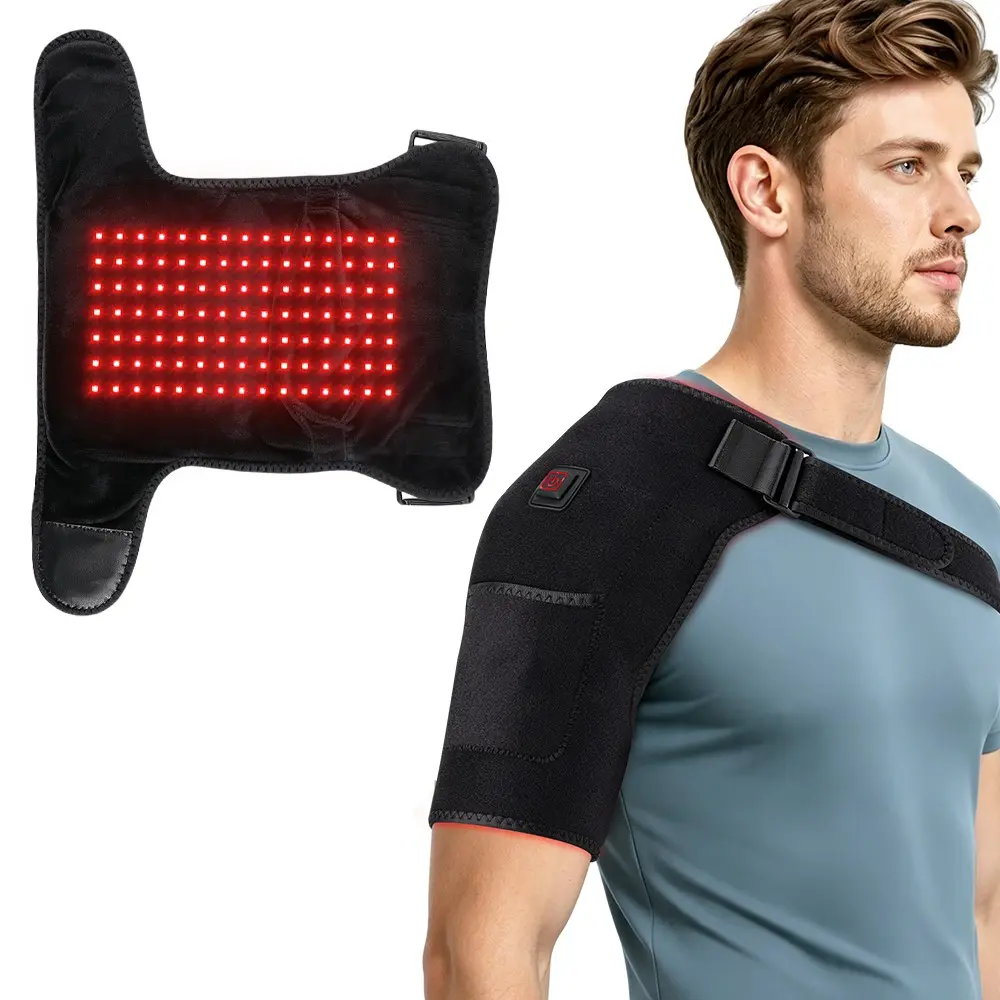105-LED Red Light Shoulder Wrap – 3 Heat Levels 45-60°C with Smart Temperature Control, USB Powered Heating Pad for Neck Back