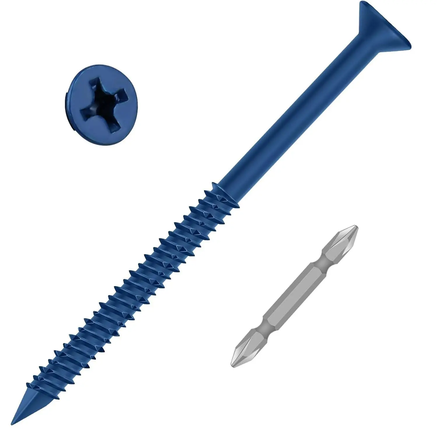 1/4" x 5" Blue Flat Head Concrete Screw Anchors 50 PCS for Anchoring to Masonry, Brick, Block, Cement or Stucco