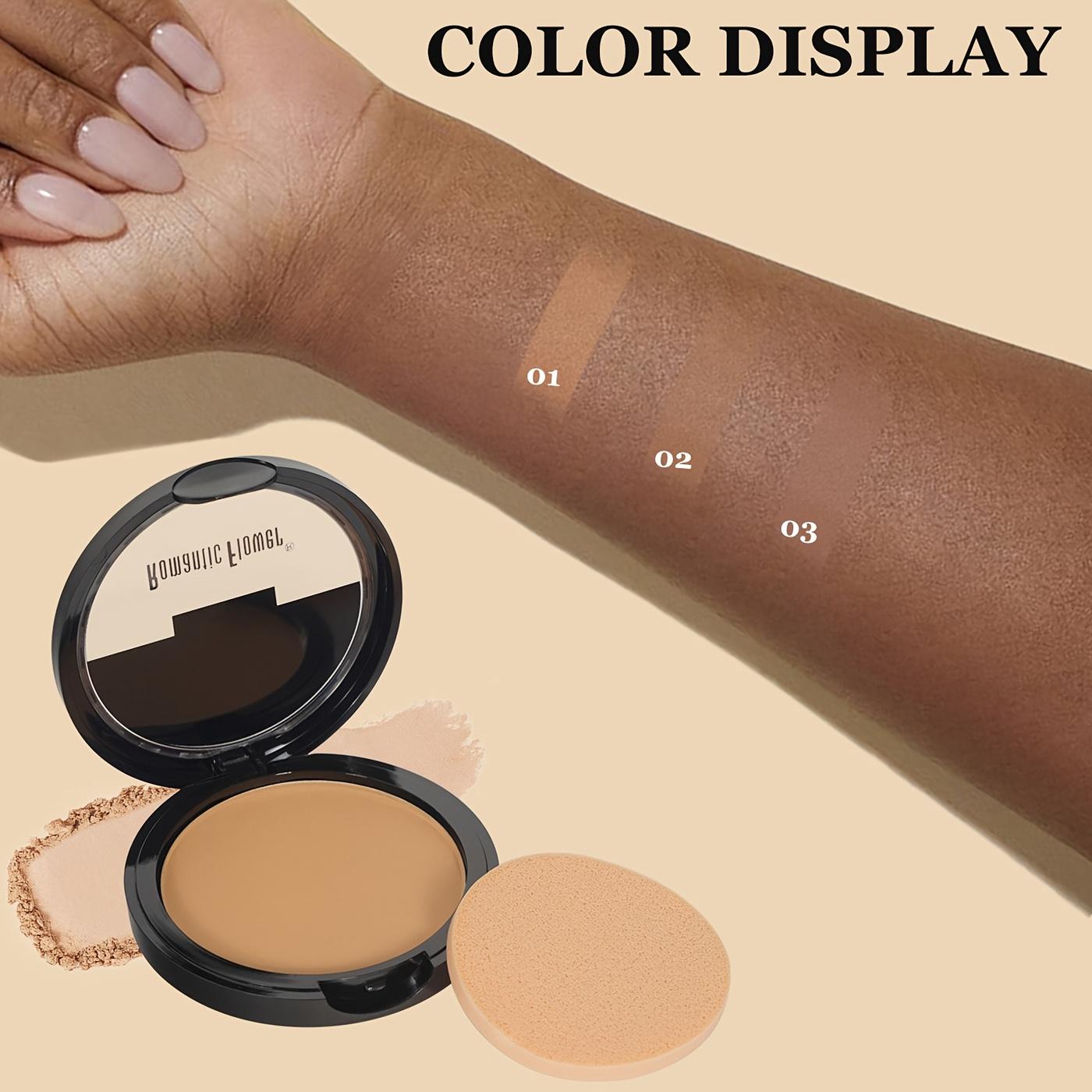 3 Shades Deep Matte Perfection Beauty Powder Cake, Matte Long-Lasting Waterproof, High Coverage Oil-Control Face Makeup Pressed Powder with Puff