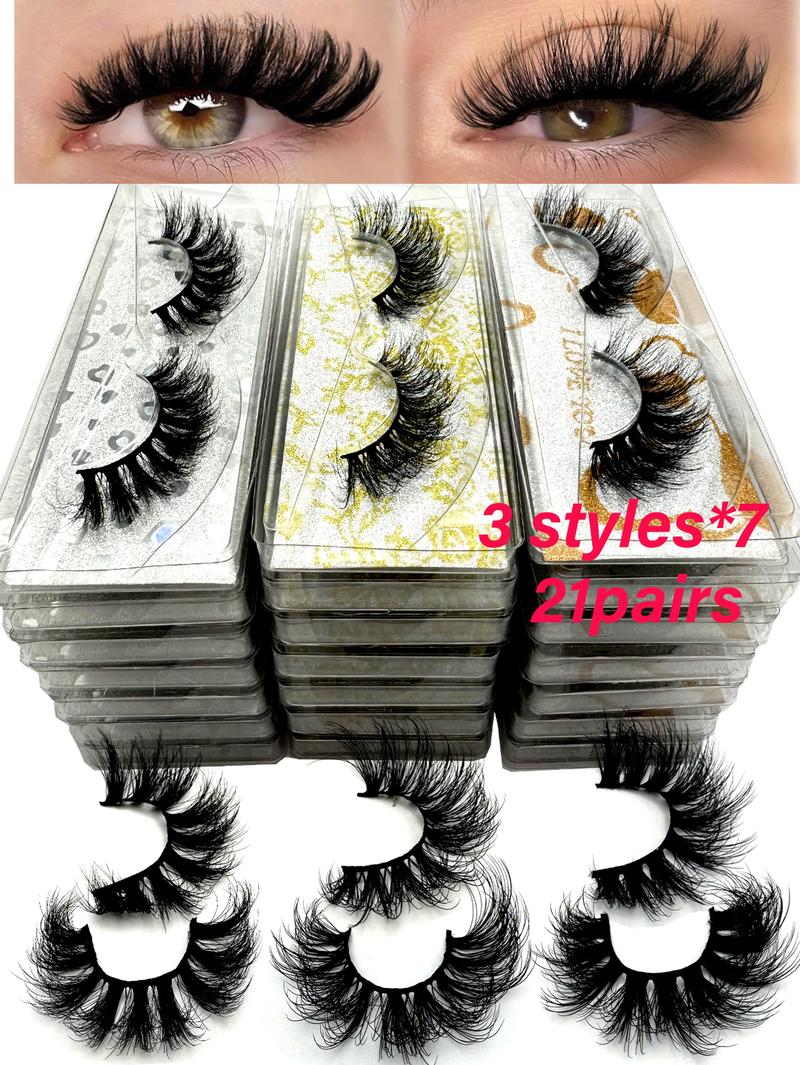 New Eyelash Wholesale 21 Pairs Mixed 3 Styles Faux 3D Mink Lashes Makeup Fluffy Thick False Eyelashes In Bulk Cilios Natural Lashes