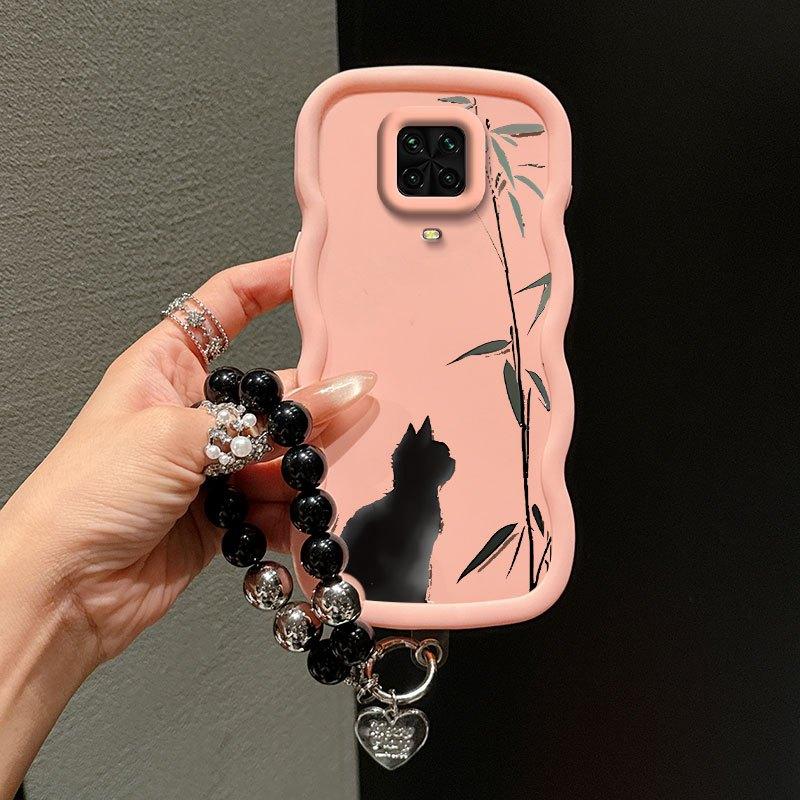 1 Piece Kitten and Bamboo Stylish Suitable For Redmi Note 9 Pro Max Phone Case Cover With Flexible Finish Featuring Anti-Scratch And Lanyard For Fitness