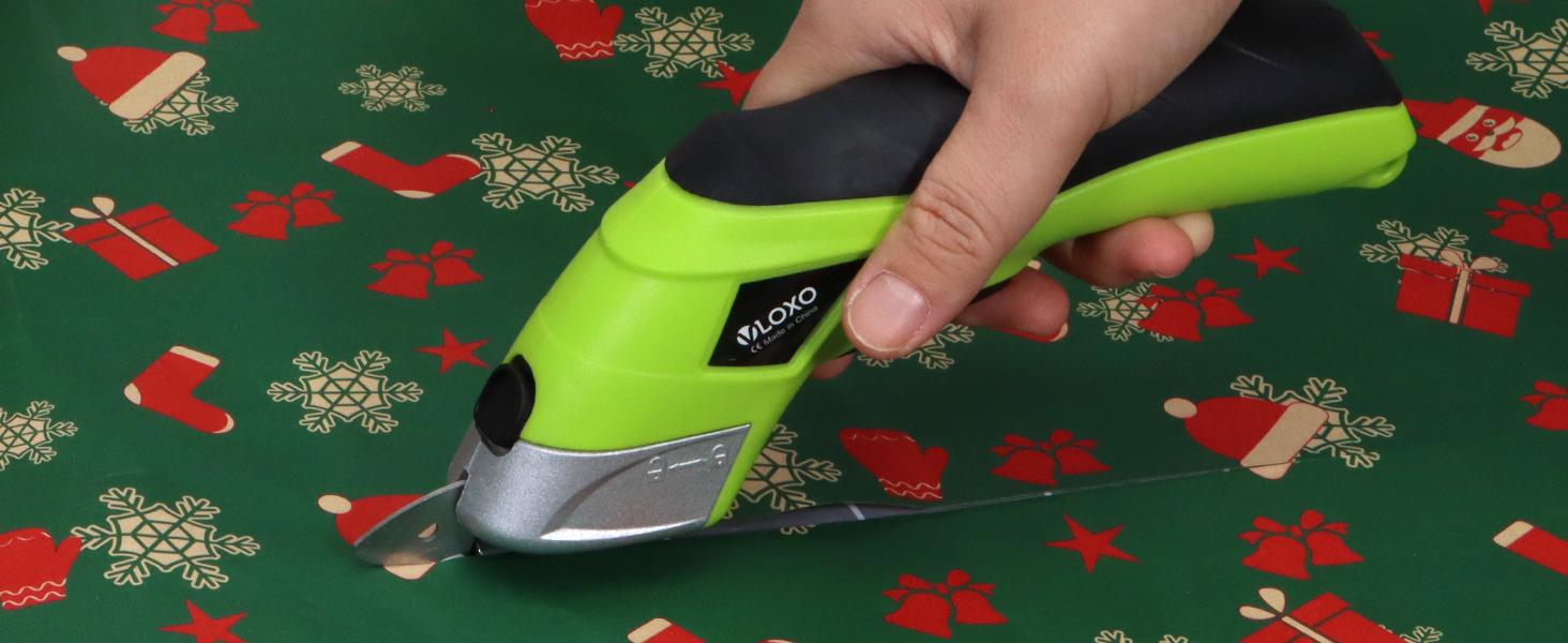 Electric Scissors Electric Box for Cardboard |   Electric Scissors with Blades and Charging Adapter for Crafts Carpet Felt with Case Green CS4001