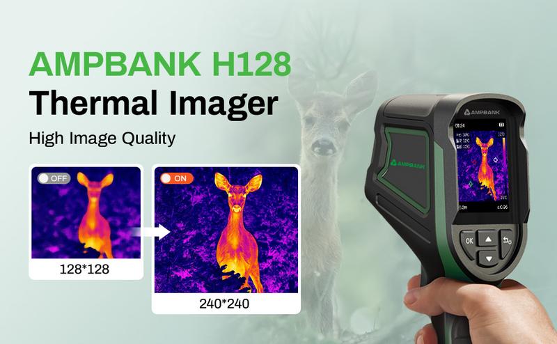 Handheld Thermal Camera AMPBANK H128, 240 x 240 TISR Resolution, 15h Battery Life Thermal Imaging Camera, 25 Hz Infrared Camera with Temperature Alarm