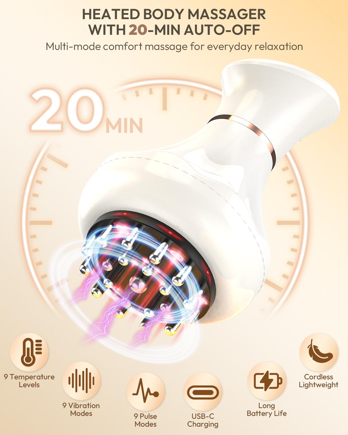 1 Count Body Sculpting Massage Tool, Handheld Electric Body Massager with Heat, Vibration & Soothing Pulse for Legs, Arms, Hips & Belly