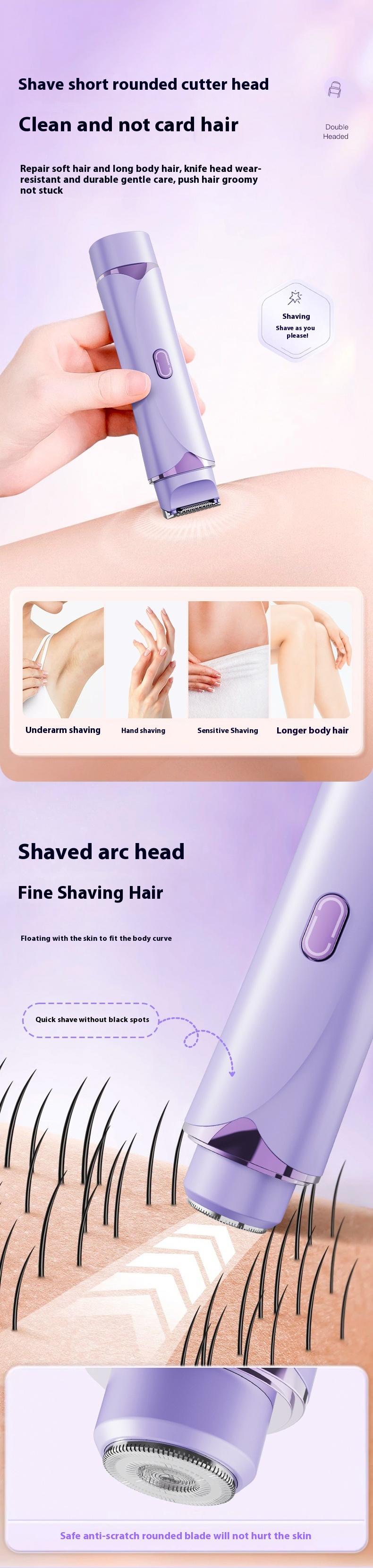 Double Head Electric Shaver, 3D Floating Dual Ring Blade Net, Long-Lasting Battery, USB Rechargeable Shaver, Safe & Comfortable, Skin-Friendly Hair Removal Tool