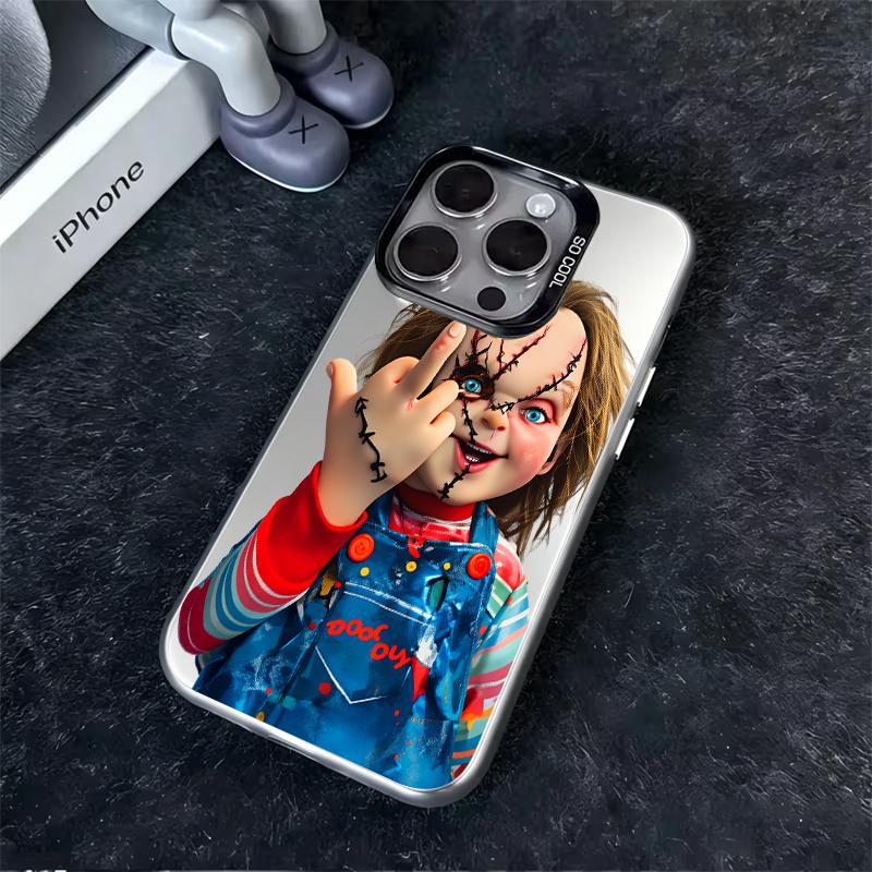 Chucky Creepy Gesture Pattern TPU Phone Case for iPhone 17,16 Pro Max,15,14 Plus,13,12,11,XR,XS & Samsung Galaxy S26,S25 Ultra,S24,S23,S22 Plus,S21 - Stylish, Anti-Drop, Shockproof, Durable with Camera Protection, Dark & Bloody Palette