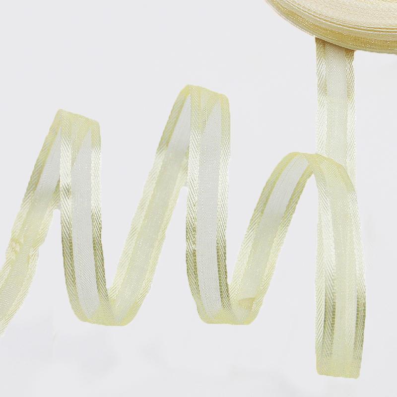 Handmade Ribbon Roll, 50m Long, 1cm Wide, Organza Semi-Transparent Design, Ideal for Gifts, Weddings, Crafts, DIY Projects Decoration
