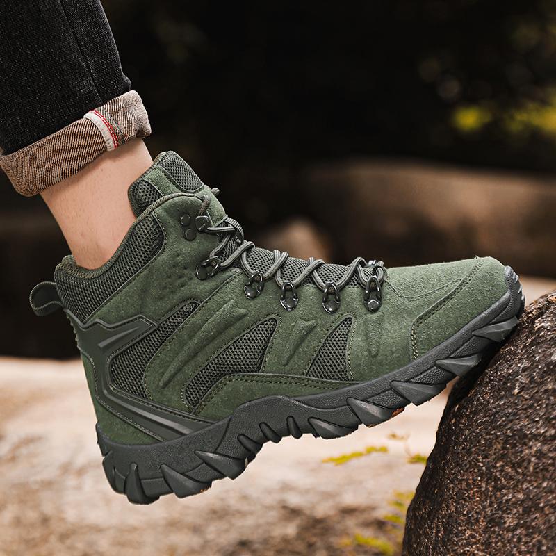 Men's all-season high-top wide fit Outdoor boots, lightweight and breathable anti-skid mountaineering shoes,Hiking boots, desert boots, work boots, suitable for jungle exploration, rock climbing, daily travel, camping, tourism, fishing and other activitie