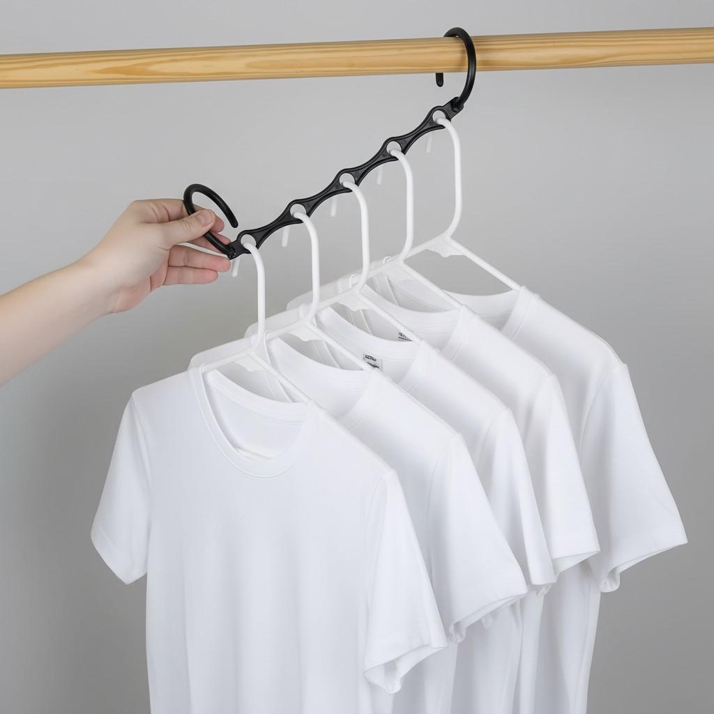 2pcs Creative Windproof Magic Clothes Hanger, Multifunctional PP Plastic Rotating Foldable Hanger, 5-Hole Storage Hook, Small Non-Slip Home Travel Hanger