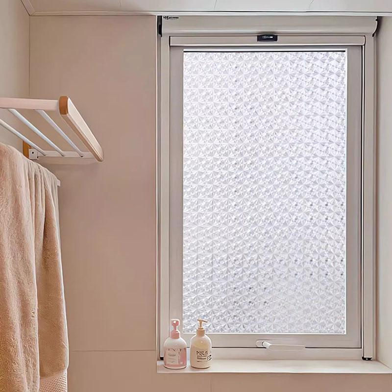 Classic Diamond Pattern Decorative Privacy Window Film, Static Adhesive PVC Glass Sticker, Suitable for Home and Office, Bedroom Living Room Kitchen