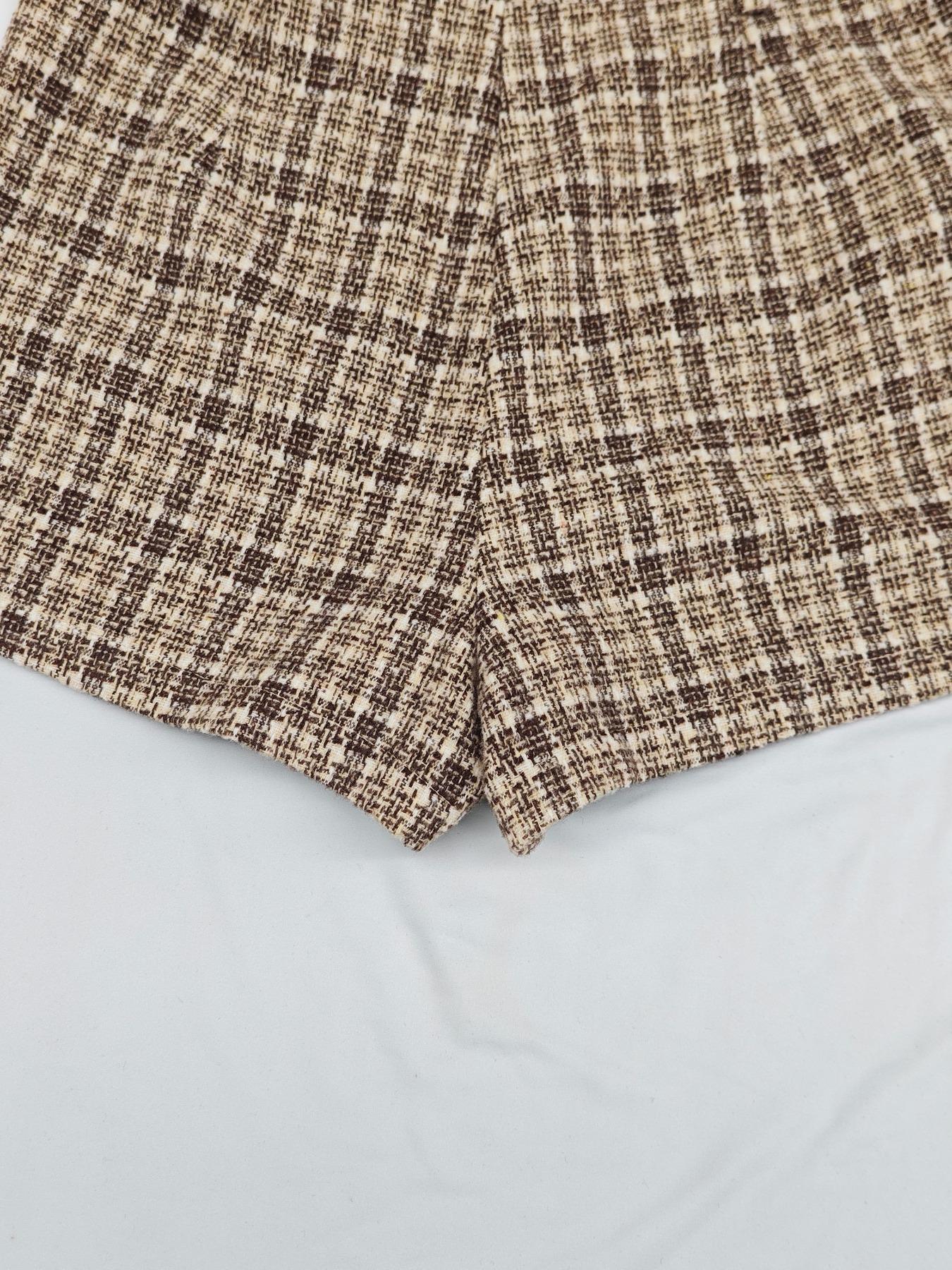 Elegant Women's Fall Knit High Stretch Long Sleeve Top, French Vintage Plaid Skirt Set with Waist Belt, Casual Commuter Two-Piece Suit