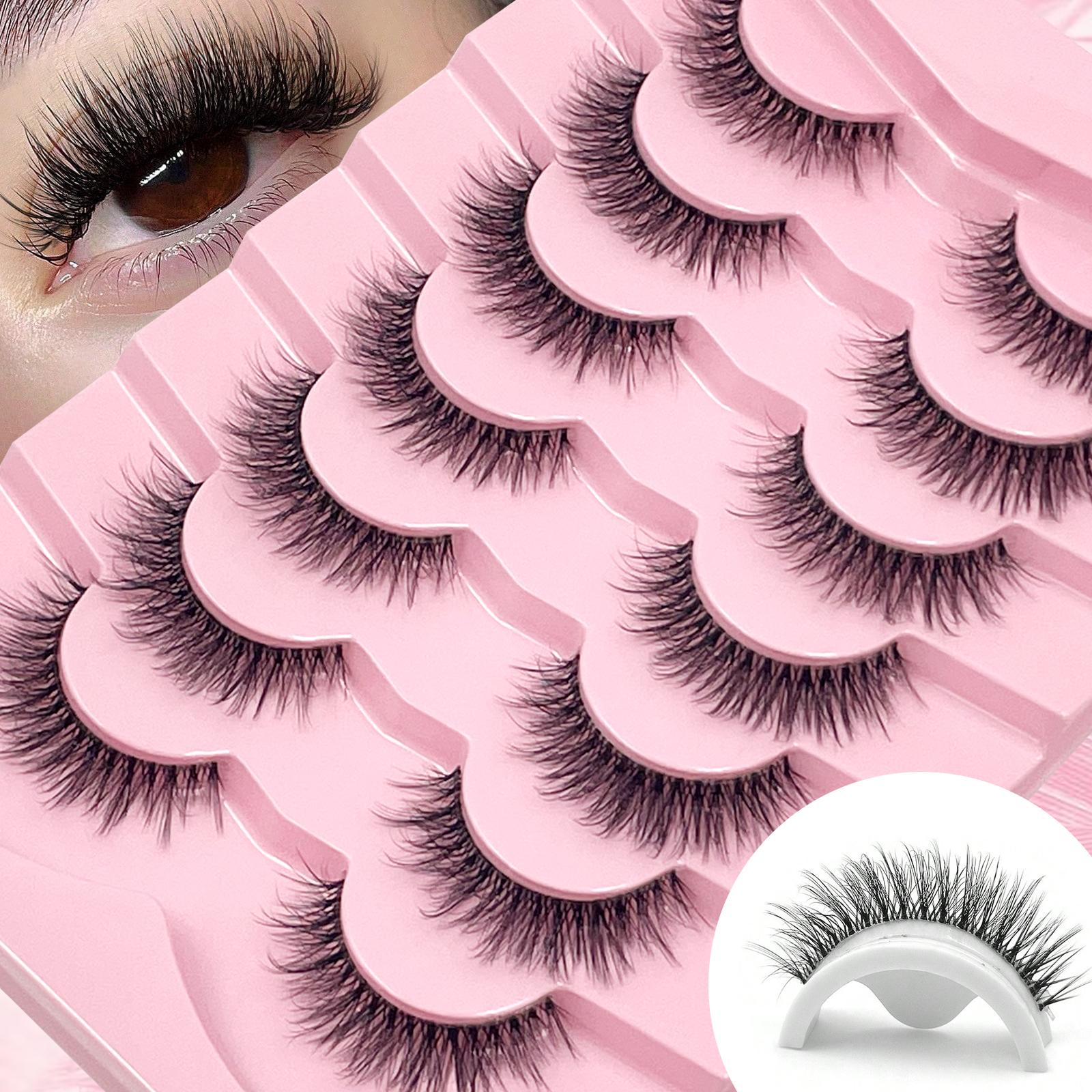 7 Pairs False Eyelashes Fluffy Natural Look Lashes With Clear Band Faux Mink Lashes Fake Eyelashes Three-Dimensional Strip Lashes For Daily Wear