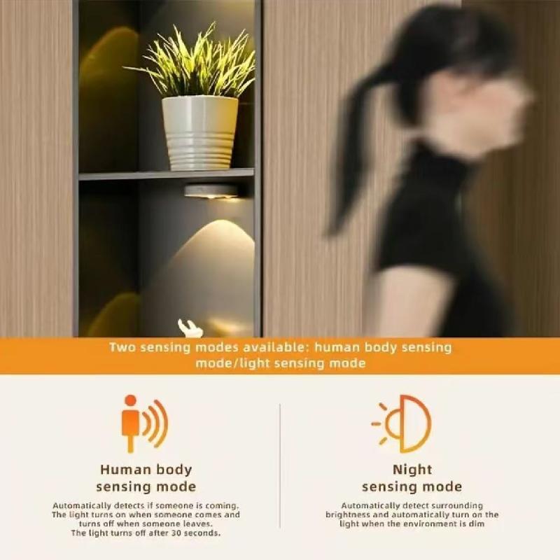 Human Motion Sensing Cabinet Light, USB Rechargeable Wireless Remote Control Ambiance Lighting, Magnetic Three-Color Changing LED Lamp, Decorative Lights