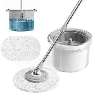 Spin Mop and Set, 360° Mop Head & Telescopic Handle, 3 Reusable Microfiber Pads, Wet and Dry Use, Hands-Free for, Tile, Laminate Floors &