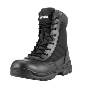 VEVOR Men's Military Tactical Boots, 8 inch Combat Hiking Work Boots, Lightweight & Breathable Side Zipper Mens Motorcycle Interceptor Trooper Boot, for Outdoor Security Mountaineering, US Size 10