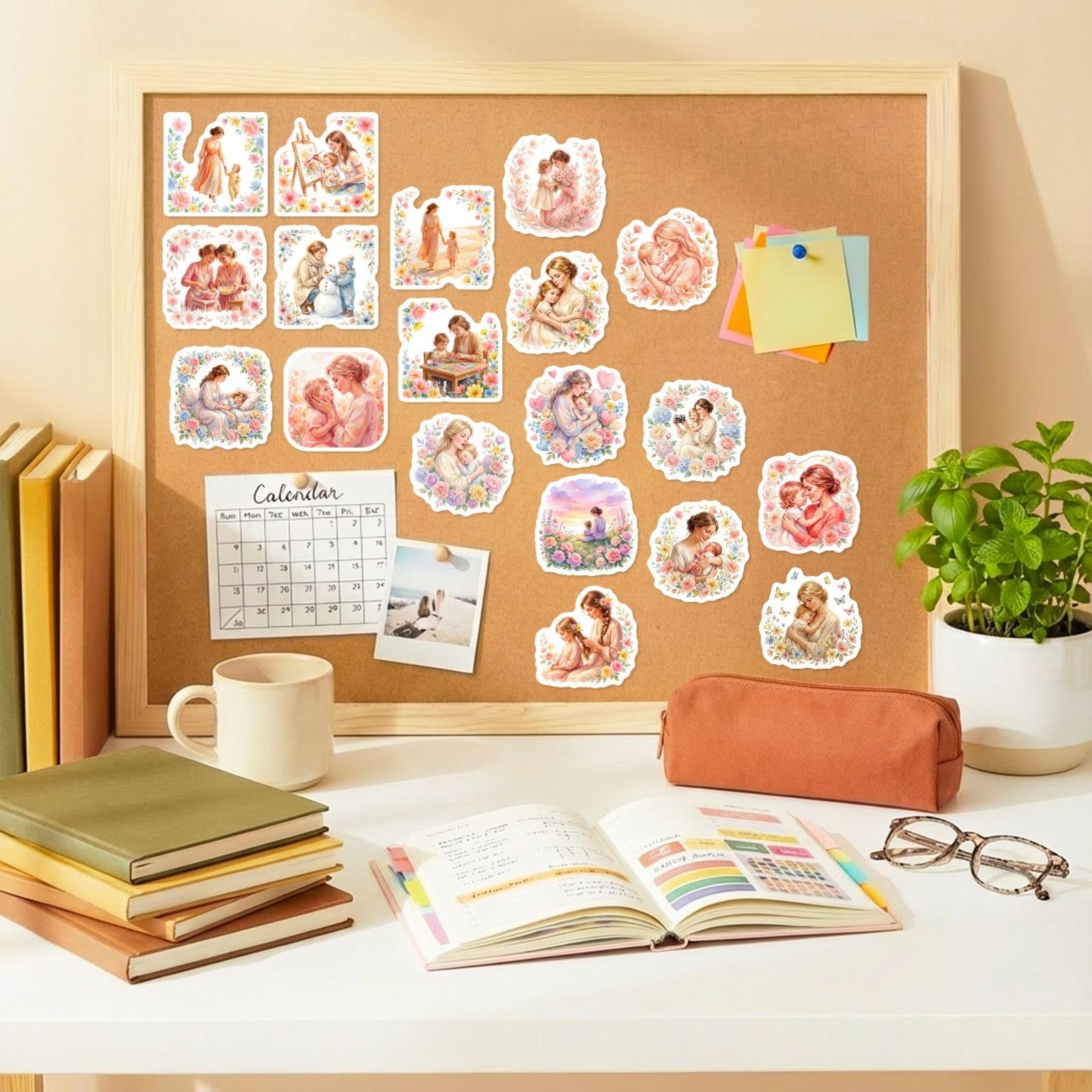 New watercolor Mother's Day floral stickers with motherly love theme, 50 sheets Ins-style gift packaging decoration stickers