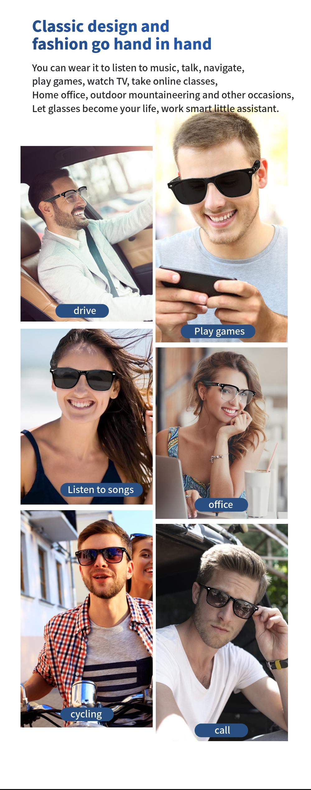 E13 Smart Glasses UV Protection Anti-Blue Light , Bluetooth Compatible for Men & Women , Multifunctional Wireless Glass fathersdaygift