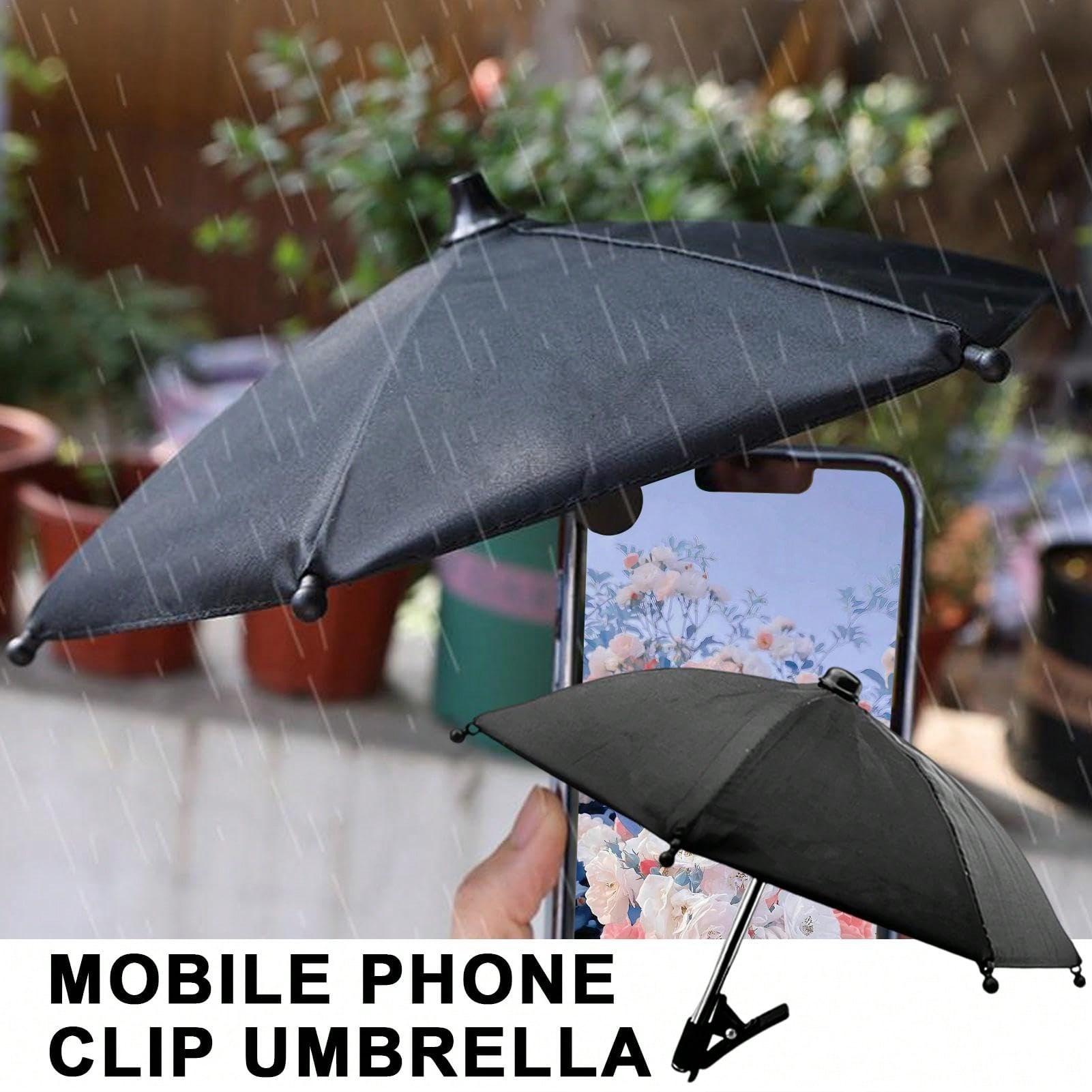 Portable Phone Holder Umbrella, Waterproof UV Protection Cute Sunshade with Phone Stand, Mini Sunscreen Umbrella for Light Rain