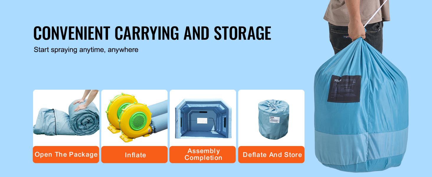 VEVOR Inflatable Paint Booth, 27.9x 15.7x 10.8 ft Inflatable Spray Booth, Portable Car Paint Booth for Small Truck, with 950W+750W Powerful Blowers and Air Filter System, Large Motorcycle, Midsize S