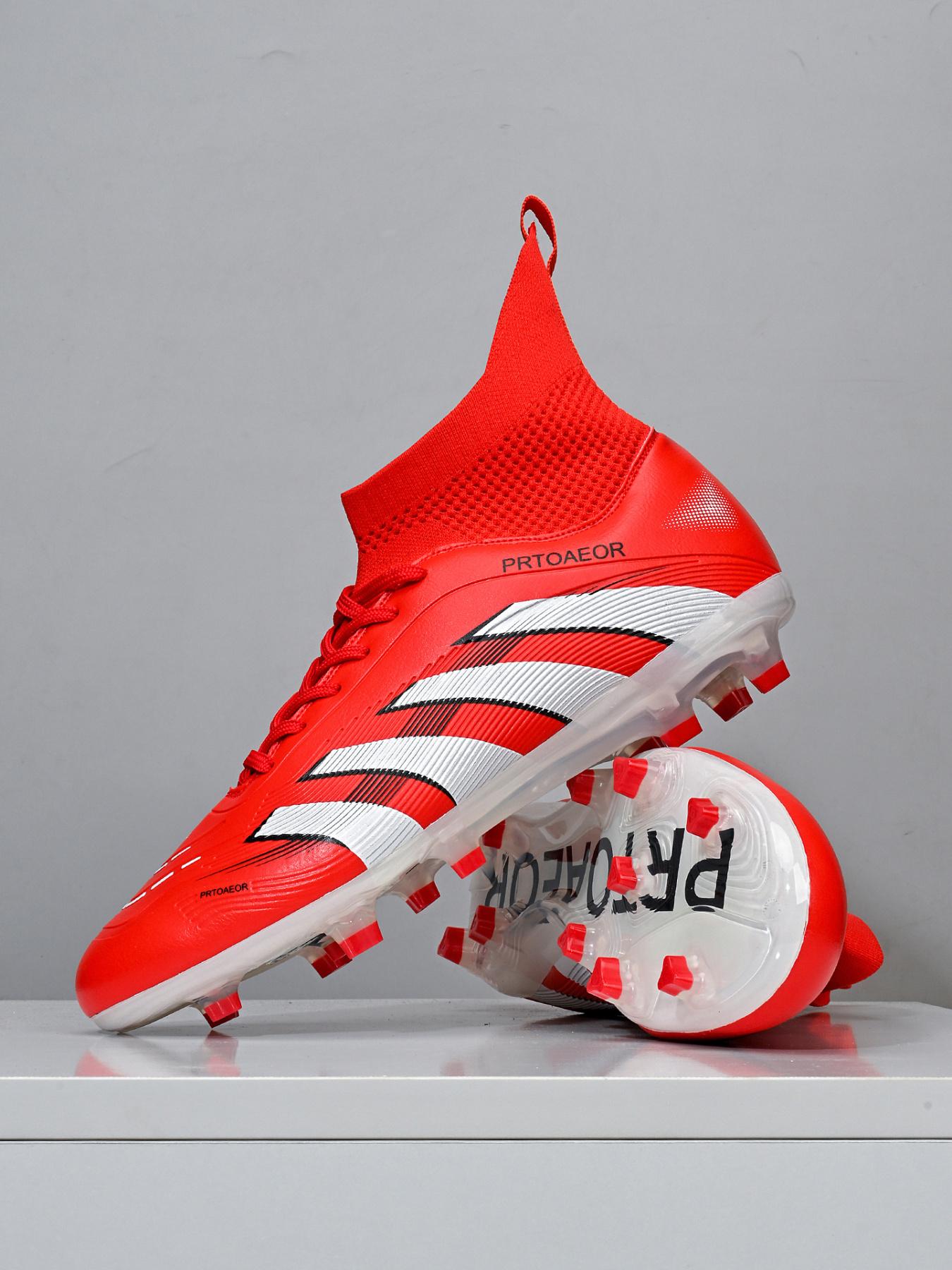 1 Pair High-Top Football Boots | Breathable Knit & Leather | Stable Anti-Twist | Transparent Studs for Superior Traction | Ideal for Competitive Play & Training | Viral