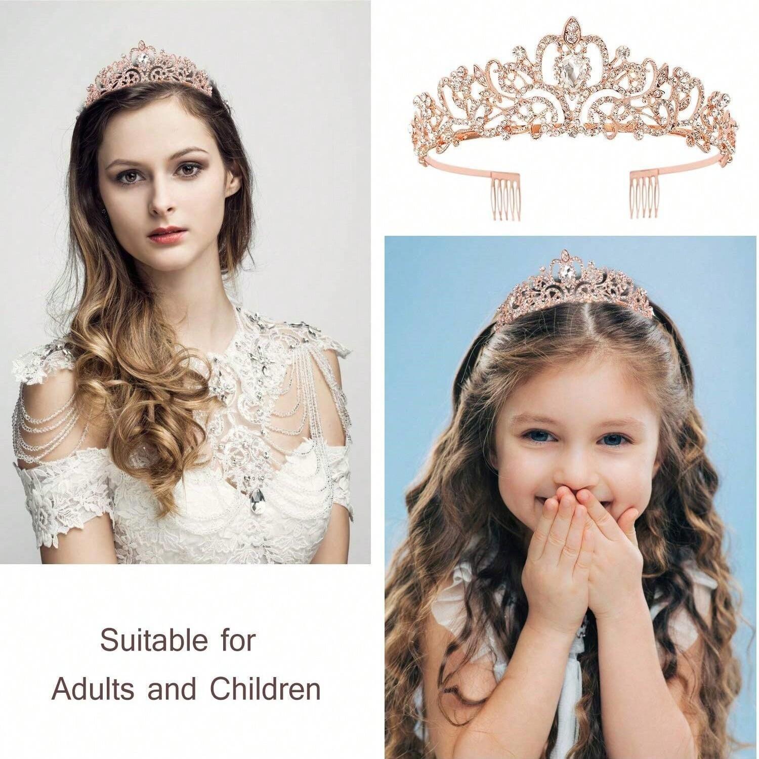 Rose Gold Birthday Crown Set for Girls, Party Accessories, Women's Belt & Headband, Perfect Gift for Birthdays, Stylish Hair Accessory