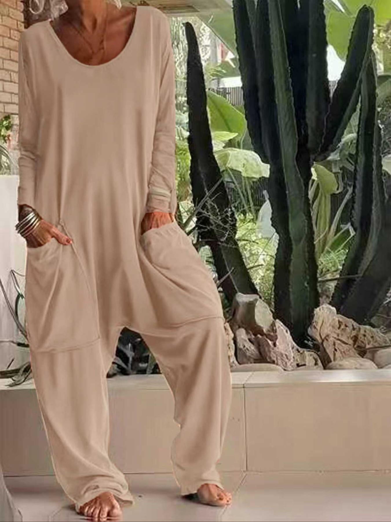 Fashionable women's casual Loose Knit Overall jumpsuits pocket jumpsuits Fashionable women's casual Loose Knit Overall jumpsuits pocket jumpsuits