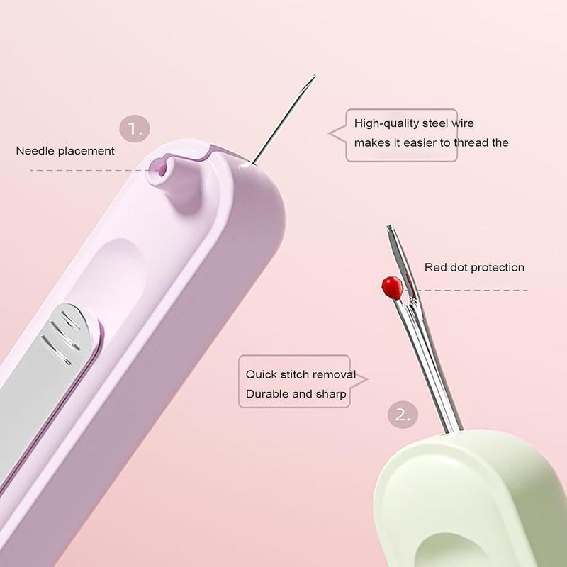 2PCS Multi-Function Needle Threader & Thread Remover Sewing Tools - Compact Set with Thread Checker, Hand Sewing Supply for Elderly Household Use