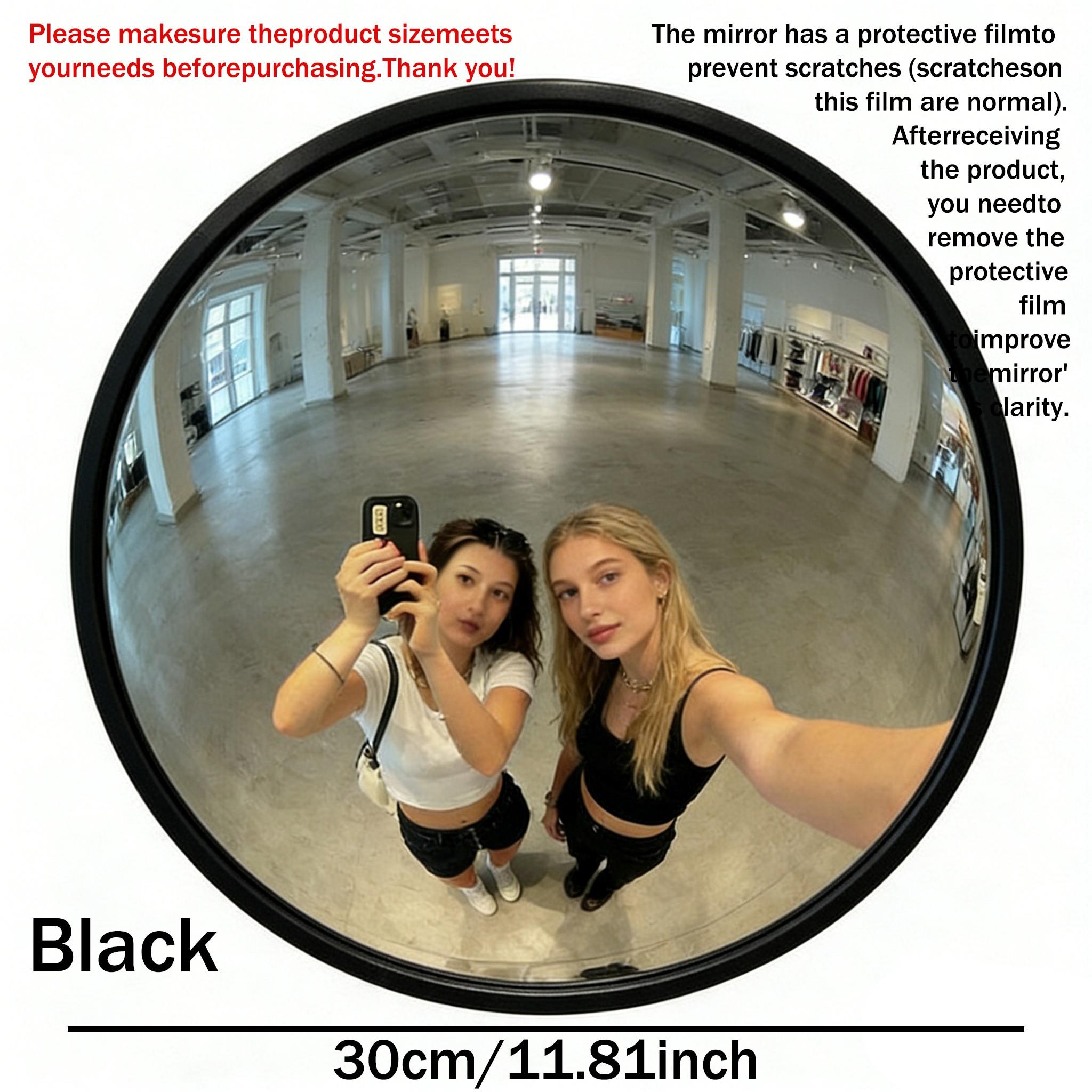 Black Art Decor Round Convex Mirror, Wide-Angle Wall-Mounted Home Decor for Living Room, Trendy Industrial Aesthetic Fisheye Decorative Mirror