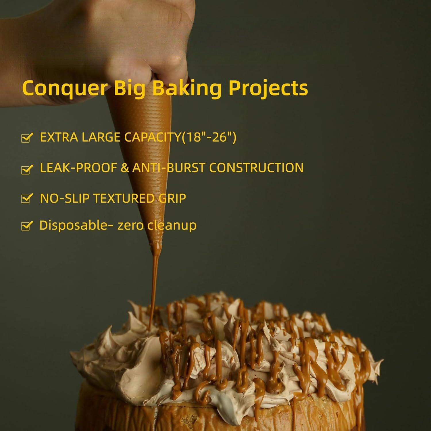 L 19 Inch Large Piping Bags,100 Pack Disposable Pastry Bags,Thick Anti-Burst Icing Piping Pastry Bags For Frosting Decorating Cake Cupcake Cookie (L 19 Inch-100 Pack) L 19 Inch Large Piping Bags,100 Pack Disposable Pastry Bags,Thick Anti-Burst Icing Piping Pastry Bags For Frosting Decorating Cake Cupcake Cookie (L 19 Inch-100 Pack)