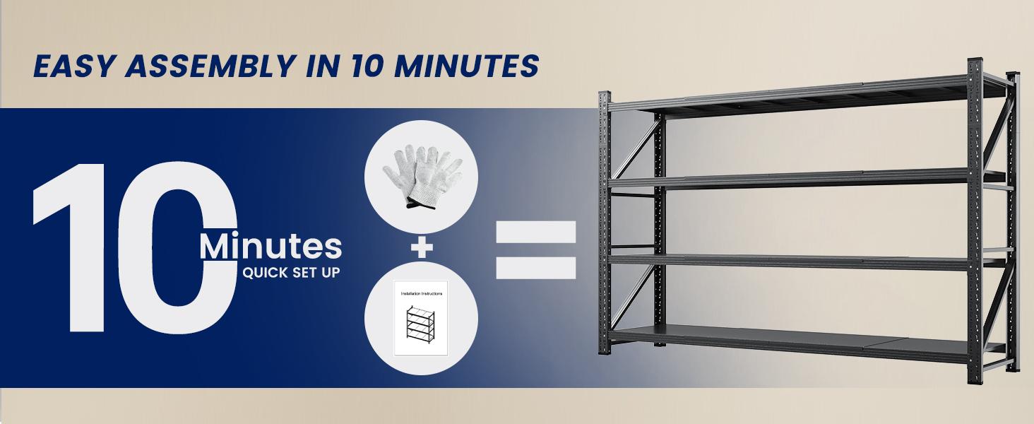 Yizosh 79" W Metal Garage Storage Shelves,Heavy Duty Adjustable Steel Organization Shelving,Utility Rack Shelf,48" W x 24" D x 69" H for Basement,Warehouse,Industrial