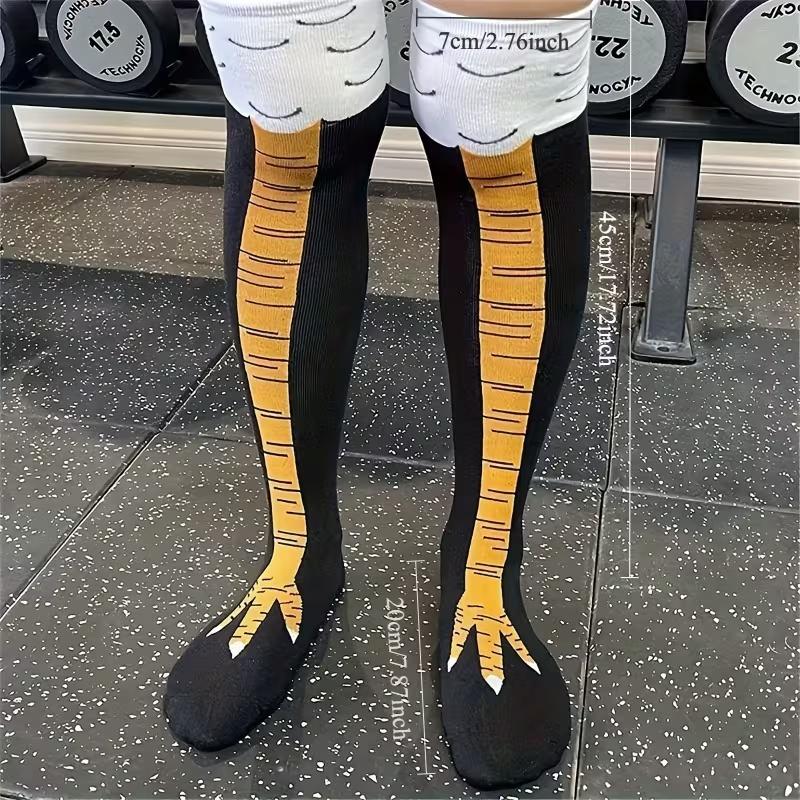 Funny Chicken Leg Socks with Cute Chick and Eggshell Pattern, All-Season Party Wear, Novelty Ankle Warmers, Cartoon Socks