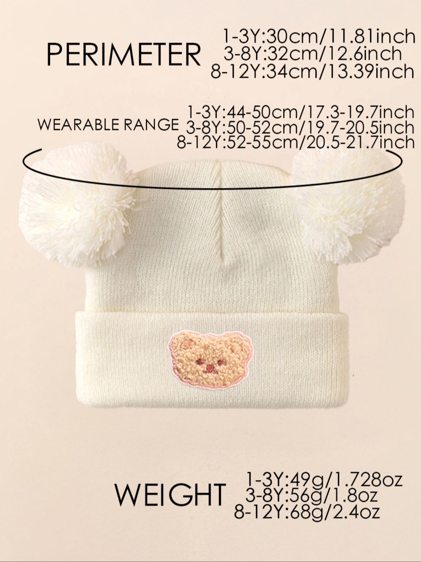 3pcs Baby Girl Newborn Toddler Pom-Pom Bear Beanie Hat, Cozy Knit Winter Warm Heart Cute Hat, Outdoor Baby Accessories Bonnet, Knitting Beanie
