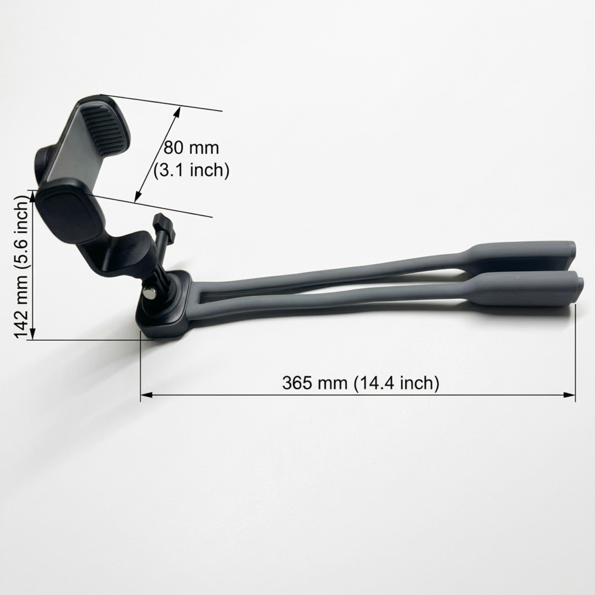 First-Person Neck Phone Mount，One-piece alloy arm, 360° adjustable.Stable damped hinge, detachable clamp with camera adapter. Soft silicone neck pad, comfortable fit.Ideal for POV shooting & multi-scene use.