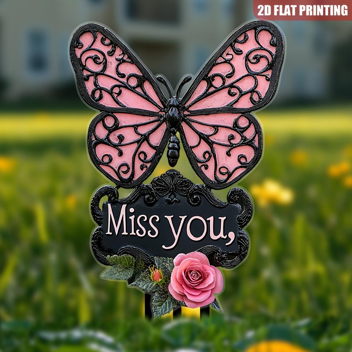 2D Flat, [2D Flat] 2DFLAT Single-Piece Outdoor Memorial Plaque Suitable for Garden, Cemetery Marker, Grave Decor - Plastic Ground Insert with Flat Marker Panel, Suitable for Yard, Festival Decoration & Mother' Day Gift, 2D Flat