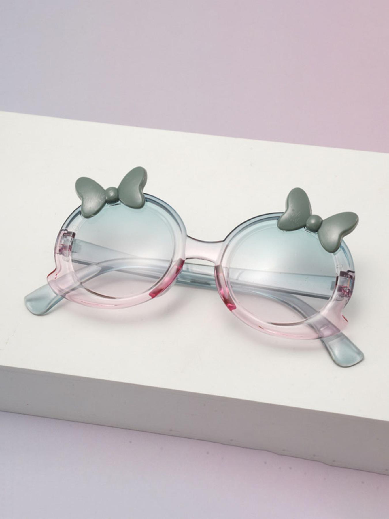 Women's Fashion Butterfly Knot Glasses, Round Frame, Gradient Colors, Multiple Color Options, Perfect for Parties, Travel, College