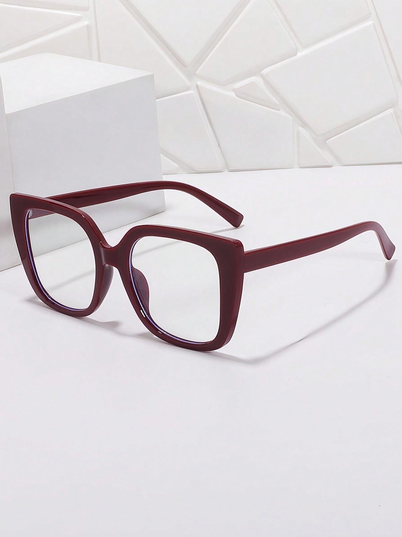 Large Frame Leopard Print Blue Light Blocking Glasses, Simple Daily Use Eyewear, Square Frame, Unisex Workwear, Fashion Accessory, Trendy Casual Glasses