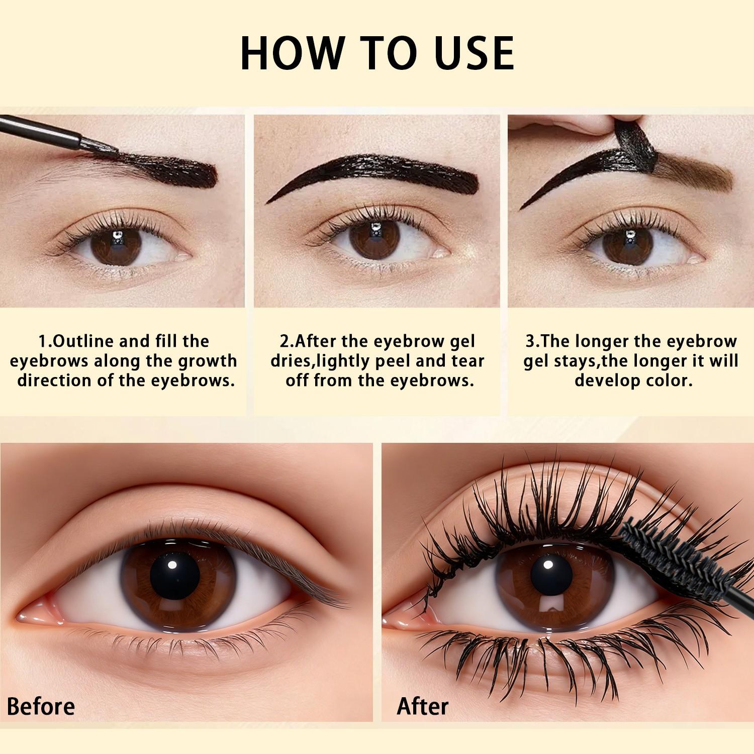 2-In-1 Brow and Mascara Balm, Long-Lasting 8h Makeup, Waterproof, Oil-Control, Natural Look, Perfect for Parties and Festivals