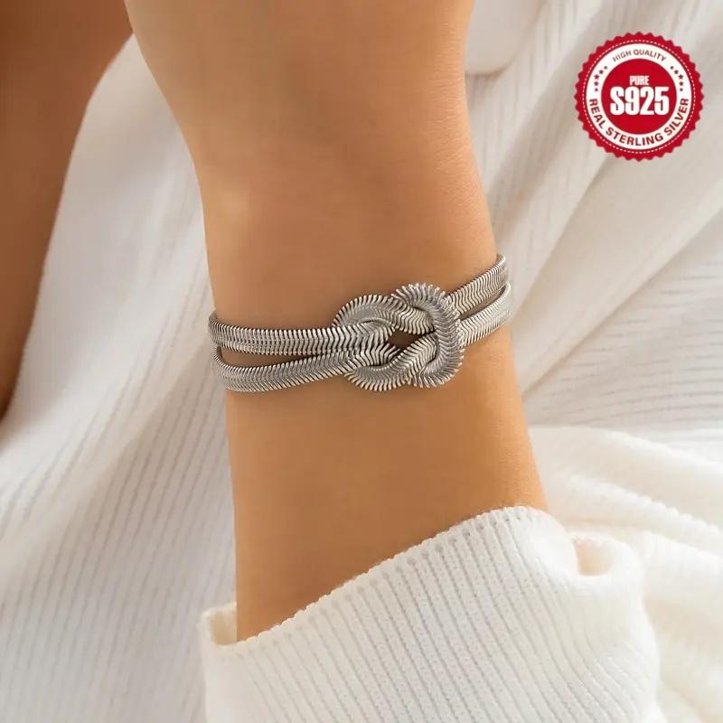 Exquisite snake chain woven bracelet, belt snake chain woven chain fashionable double-layer 925 silver non fading bracelet, anti allergic, Christmas gift, Valentine's Day gift